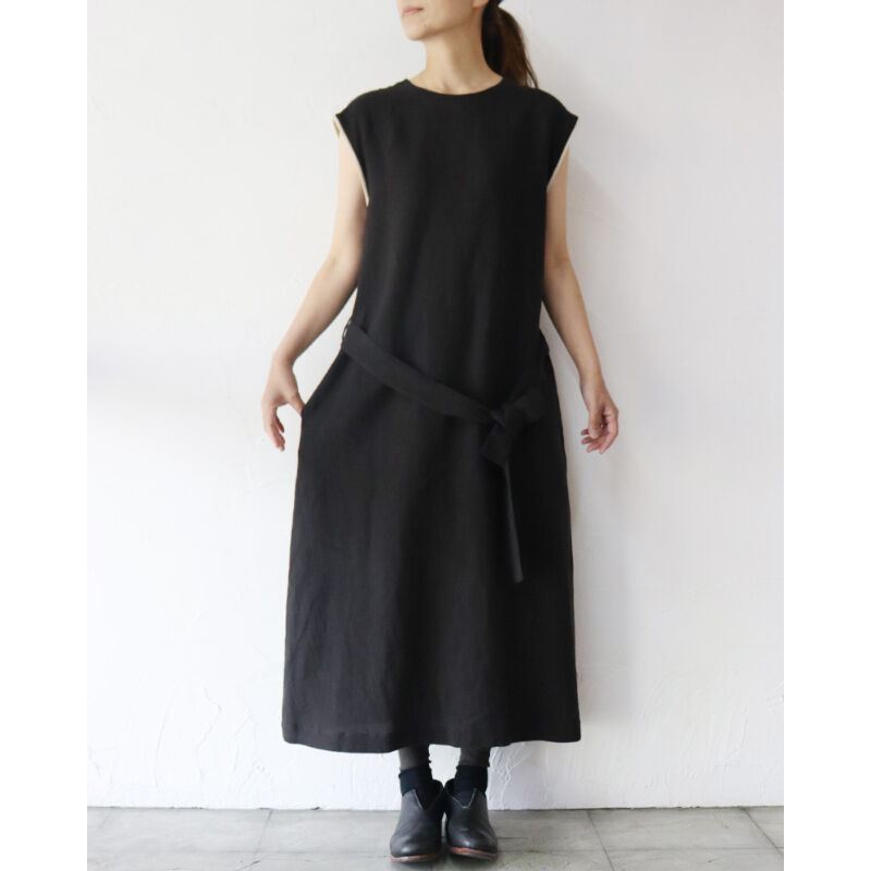 未使用美品♡アトリエナルセ　リネンノースリーブワンピース+リブ リネンノースリーブワンピース＋リブ - c a b i n e t