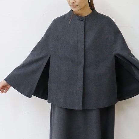 **再入荷** Linenya リネンヤ　ウール起毛ケープ　#グレー　【送料無料】