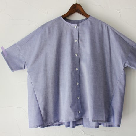 **再入荷** LinenYa リネンヤ　コットンバックギャザーブラウス　#ネイビー、シャンブレー、ホワイト