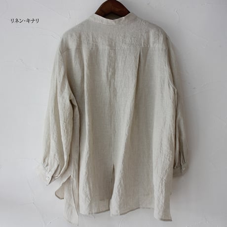 Linenya リネンヤ　リネンスリットセミロングシャツ　#ライトグレー、キナリ