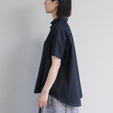 LinenYa リネンヤ　コットン丸襟ブラウス　#ブラック、ホワイト