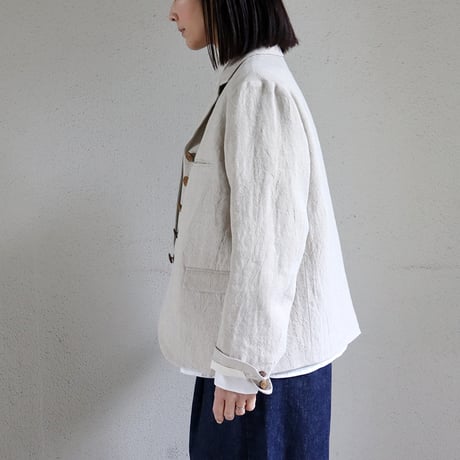 **再入荷** atelier naruse アトリエナルセ　リネンテーラードジャケット　linen tailored jacket　#ベイジュ、チャコール