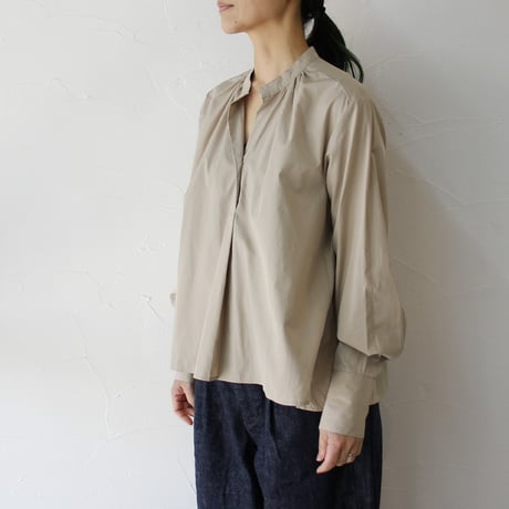 amne アンヌ　PIMA skipper Blouse　スーピマコットンスキッパーブラウス　#ホワイト、ベージュ、ネイビー
