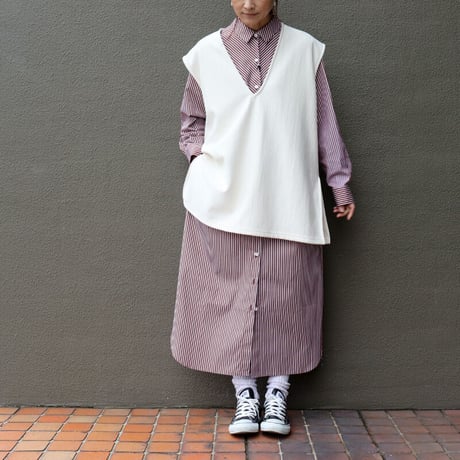 ARTE POVERA アルテポーヴェラ　ハードインレイVネックチュニック　#生成り、黒