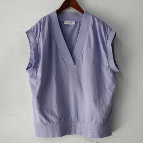 ARTE POVERA アルテポーヴェラ　製品染め16/-ムライト天竺Vネックベスト　#黒、レモン、ラベンダー