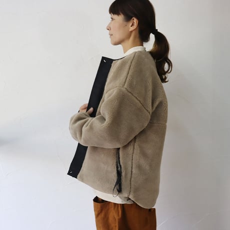 mao made マオメイド　ベアーボアジップジャケット　#グレージュ、モカ