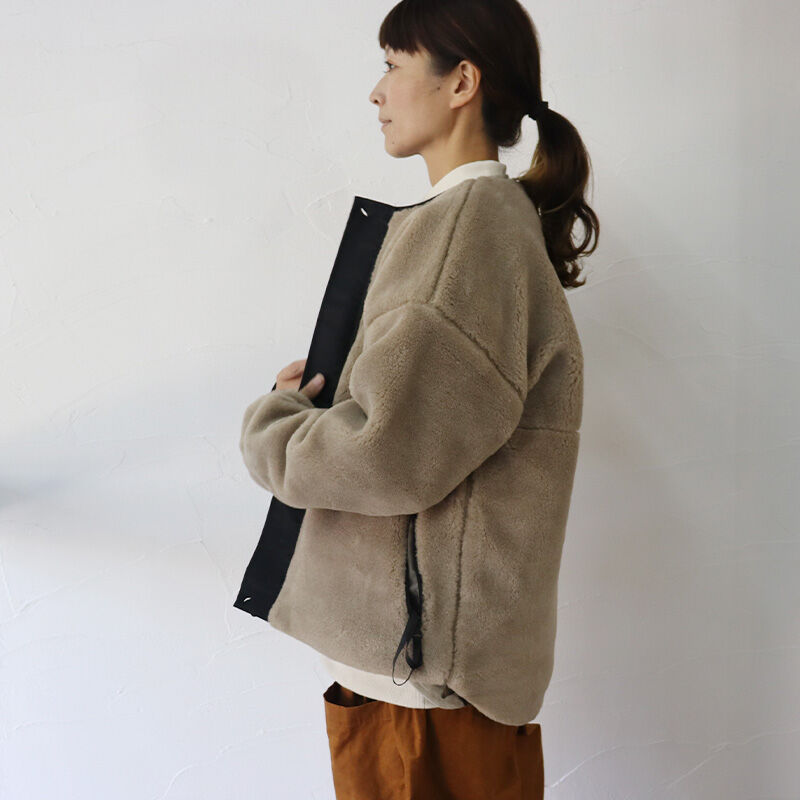 mao made マオメイド ベアーボアジップジャケット #グレージュ、モカ 