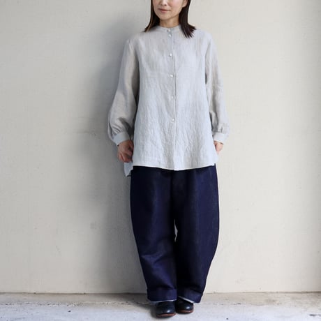 Linenya リネンヤ　リネンスリットセミロングシャツ　#ライトグレー、キナリ