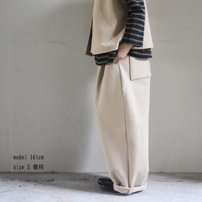 MAGALI | コットンリネンリンクル・タックワイドパンツ (beige) MAGALI マガリ コットンリネンリンクルタックワイドパンツ