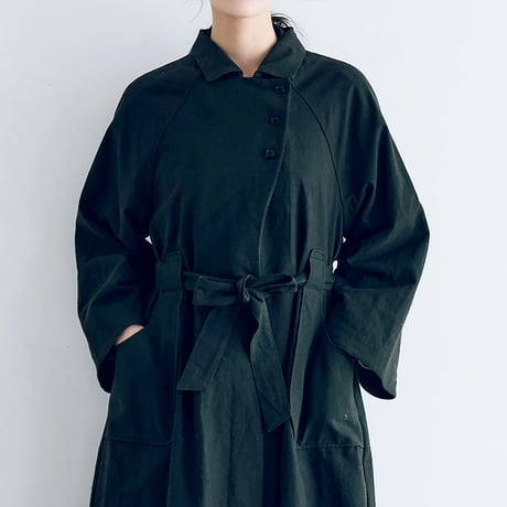 MAGALI マガリ　コットンリネンアンティークキャンバストレンチコート　#ブラック