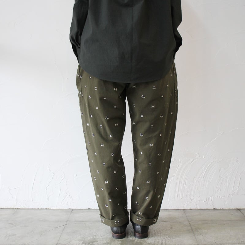 homspun ホームスパン　パンツ　柄 homspun ホームスパン パッチワークボーダープリントギャザー