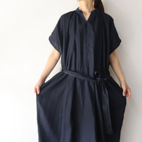 ASEEDONCLOUD アシードンクラウド　Antique linen Jiyusou smock dress #インディゴ　【送料無料】