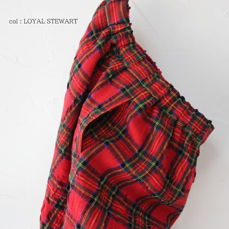 TRAVAIL MANUEL コットンウールタータンチェックインタックパンツ　#LOYAL STEWART、BLACK WATCH