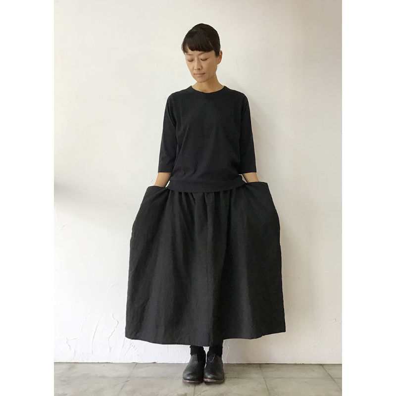 ファッション『新品』 homspun コットンギャバ　サイドポケットギャザースカート