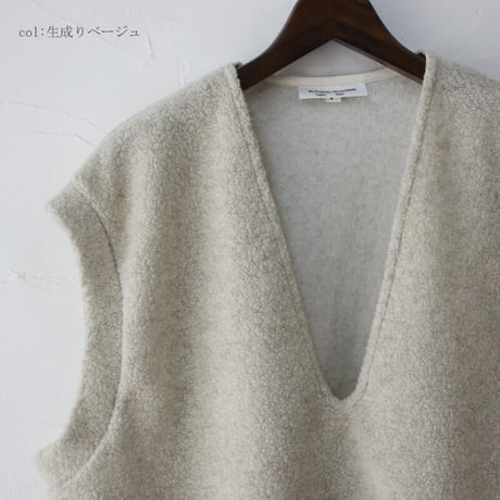 ARTE POVERA アルテポーヴェラ　リサイクルウールパイルベスト　#生成りベージュ、ライトグレー