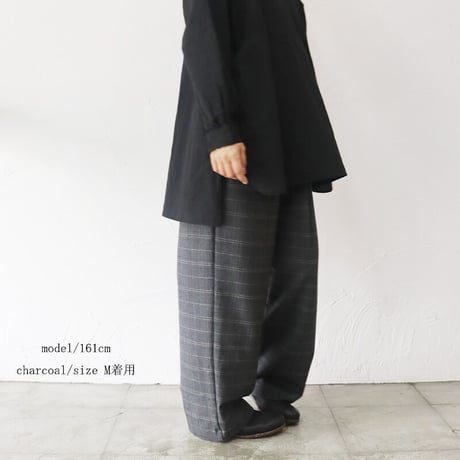 TRAVAIL MANUEL トラバイユマニュアル　グレンチェック起毛プランパンツ　#チャコール、ブラウン　【送料無料】