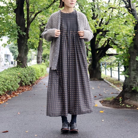 **再入荷**homspun ホームスパン　ナチュラルネップジャガードカーディガン　#ベージュ、ブラウン