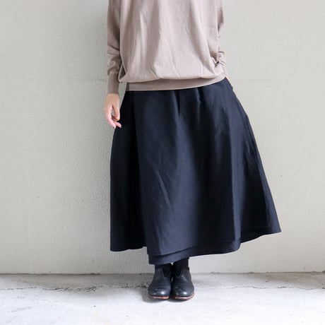 **再入荷** homspun ホームスパン　W/Lラップフレアスカート　#ダークブラウン、ブラック　【送料無料】