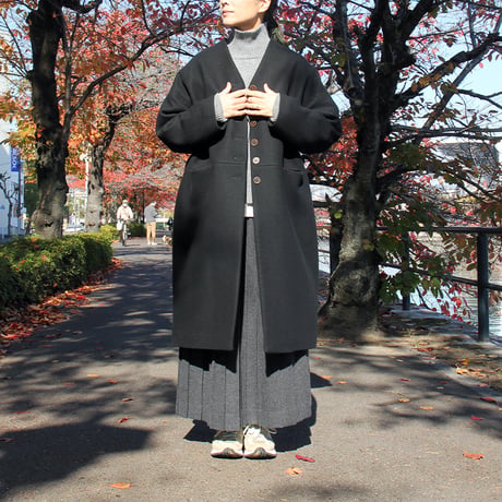 **再入荷** atelier naruse アトリエナルセ　melton wool cocoon coat　メルトンウールコクーンコート　#ブラック　【送料無料】
