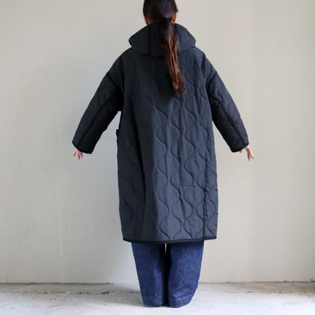 KHA:KI カーキ MIL QUILT DUFFLE COAT ミリタリーキルトダッフルコート　#ブラック　【送料無料】