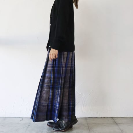 **最終在庫到着** Linenya リネンヤ　ウールチェックプリーツスカート　wool check pleated skirt　【送料無料】