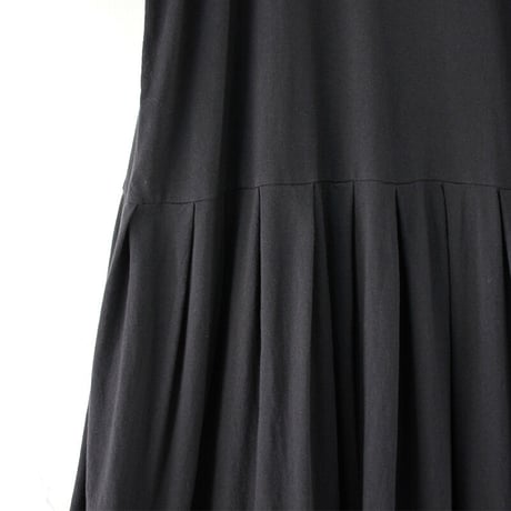 **再入荷** homspun ホームスパン　30/1天竺ハイネック半袖ワンピース　#ブラック　【送料無料】