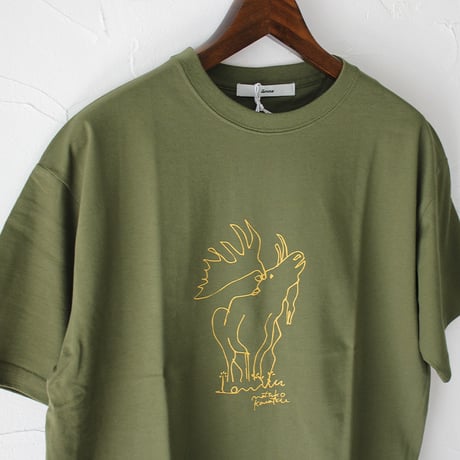 **別注色再入荷**amne アンヌ　”ELK” エルク柄半袖Tシャツ　#ブラック（自店別注色）、オリーブ、ホワイト