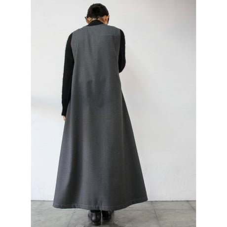 homspun ホームスパン  80/2ウールサージノースリーブワンピース　#チャコール、ブラック　【送料無料】