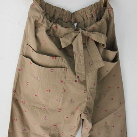 **再入荷**homspun ホームスパン　カットジャガードバックギャザーパンツ　#ベージュ、カーキ　【送料無料】