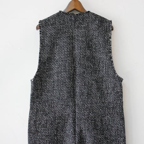 **再入荷** KAH:KI カーキ TWEED OVERALLS ツイードオーバーオール　#ブラック　【送料無料】