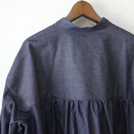 **再々入荷** LinenYa リネンヤ　5ozデニムスタンドカラーブラウス　#インディゴ