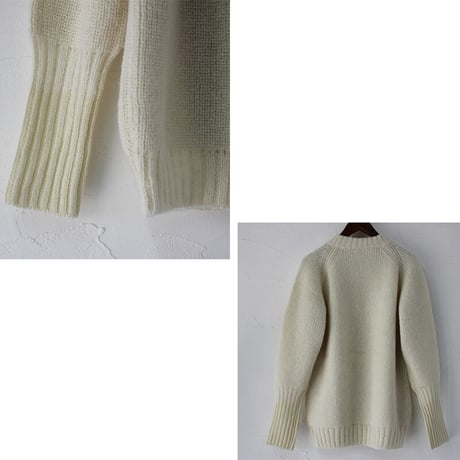 **再入荷** homspun ホームスパン　アルパカウールクルーネックプルオーバー　♯グレーｘチャコールグレー、ホワイトｘアイボリー　【送料無料】