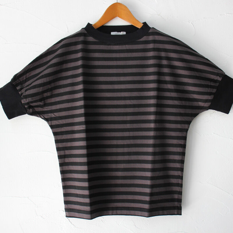 再入荷** homspun ホームスパン 40/2天竺ボーダーハイネック半袖