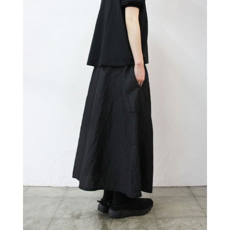 **再入荷** homspun ホームスパン　C/Lシャンブレーフレアースカート　#ブラック　【送料無料】