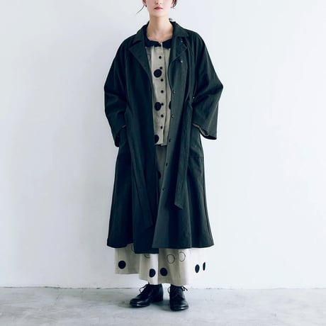 MAGALI マガリ　コットンリネンアンティークキャンバストレンチコート　#ブラック