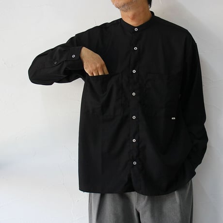 amne アンヌ　GABARDINE covered shirts ギャバジンカバードシャツ　#ブラック　【送料無料】