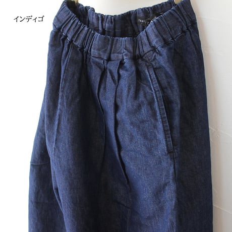 TRAVAIL MANUEL トラバイユマニュアル　綿麻デニムバームパンツ　#ライトインディゴ、インディゴ
