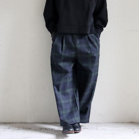 TRAVAIL MANUEL トラバイユマニュアル　ウールトロチェック2タックトラウザーズ　#ブラックウォッチ