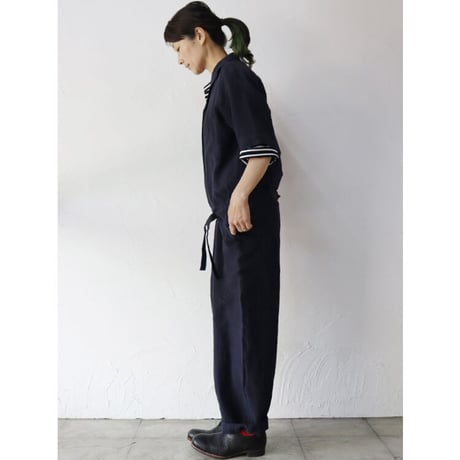 ASEEDONCLOUD アシードンクラウド　Mitsuyakusou Linen Crafter jumpsuit　#navy 　【送料無料】