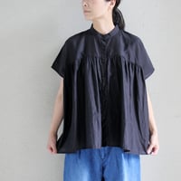 soil ソイル　コットンシルクバンドカラー半袖シャツ COTTON SILK BANDED COLLAR S/S SHIRT #black 【送料無料】