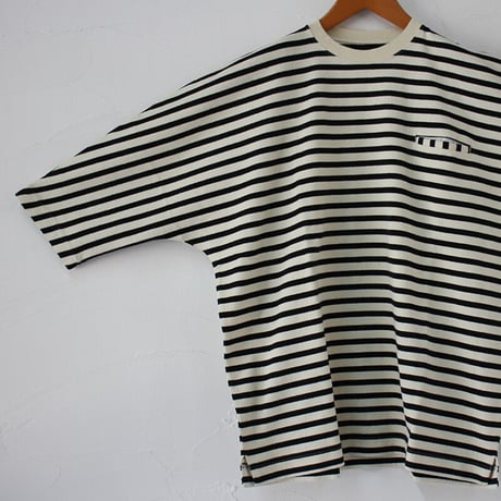 Tigre Brocante ティグルブロカンテ　バスクボーダーストールマン5分袖Tシャツ　＃生成りｘブラック　【送料無料】
