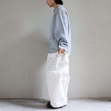 maomade マオメイド　エアーヤーンパネルしましま２WAYプルオーバー　#ネイビー、グレー