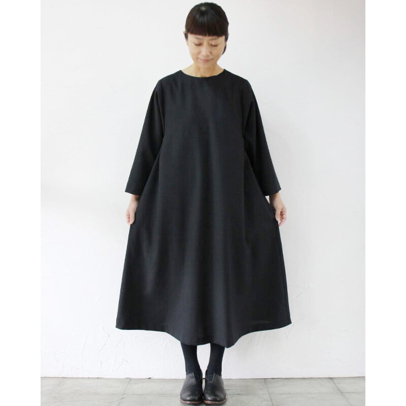 再入荷**Linenya リネンヤ ウールサイドギャザーワンピース
