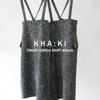 **再入荷** KHA:KI カーキ　TWEED CARGO SKIRT ツイードカーゴスカート　#ブラック　【送料無料】
