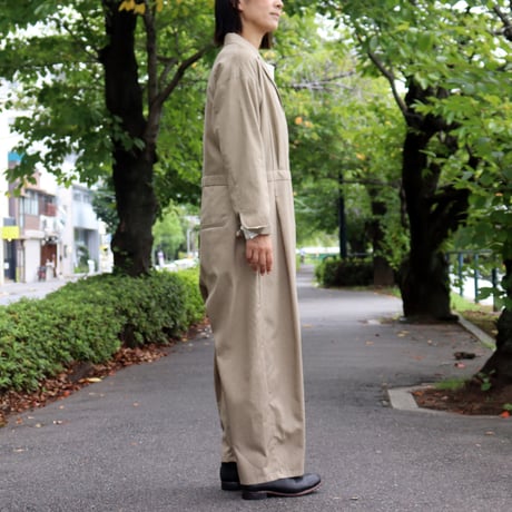 atelier naruse アトリエナルセ　コットンカシュクールジャンプスーツ　cotton cache-coeur jumpsuit　#ベイジュ、ブラック