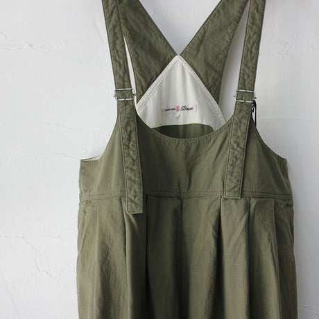 Brocante ブロカント　綿麻バックサテンバロンサロペット Ballon salopette #ベージュ、オリーブ、ブラック