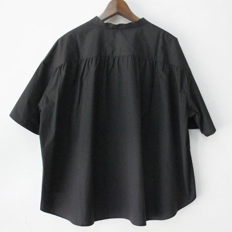 **またまた再入荷** Linenya リネンヤ　ギザコットンバンドカラー半袖シャツ　#ブラック【送料無料】