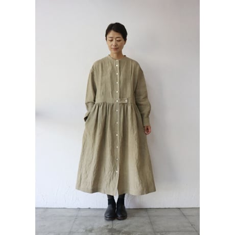 MAGALI マガリ　リネンタックギャザーワンピース　#アンバー、ブラック、インディゴブルー