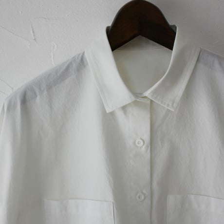 **再入荷** LinenYa リネンヤ　コットンブロードスモールカラーブラウス(ショート）　#ホワイト、ブラック