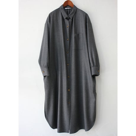 atelier naruse アトリエナルセ　wool saxony long shirt　ウールサキソニーロングシャツ　#グレイ、ブラック　【送料無料】